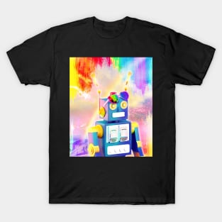 Rainbow Robot Wearing Love Heart Glasses T-Shirt